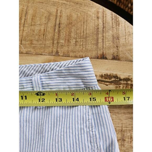 Lands' End Seersucker Straight Leg Crop In Blue Stripe Women's 2 EUC Nautical - Picture 4 of 8